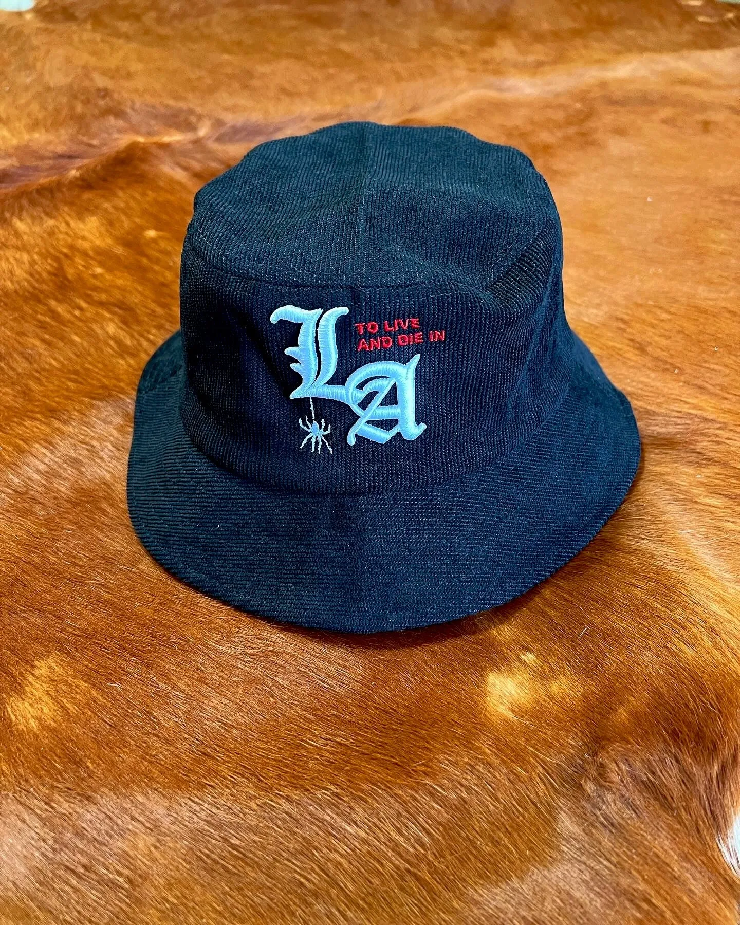 To Live and Die in LA Corduroy Bucket Hat in Black