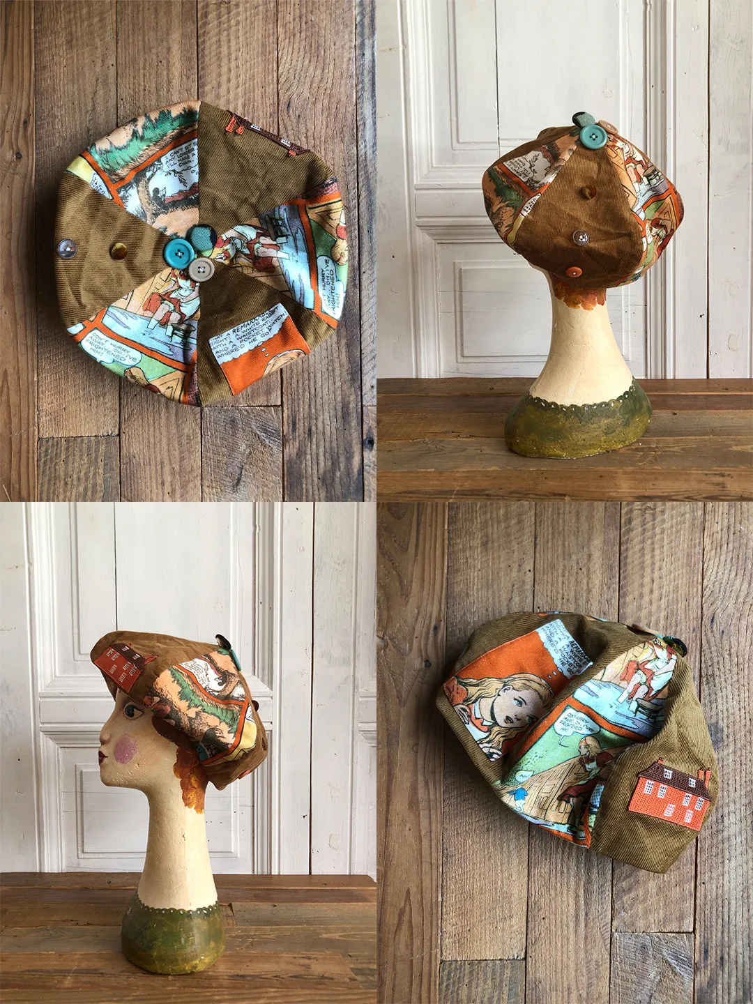 Unlogical Poem Fresh Style Summer Print/Embroidery Patchwork Beret
