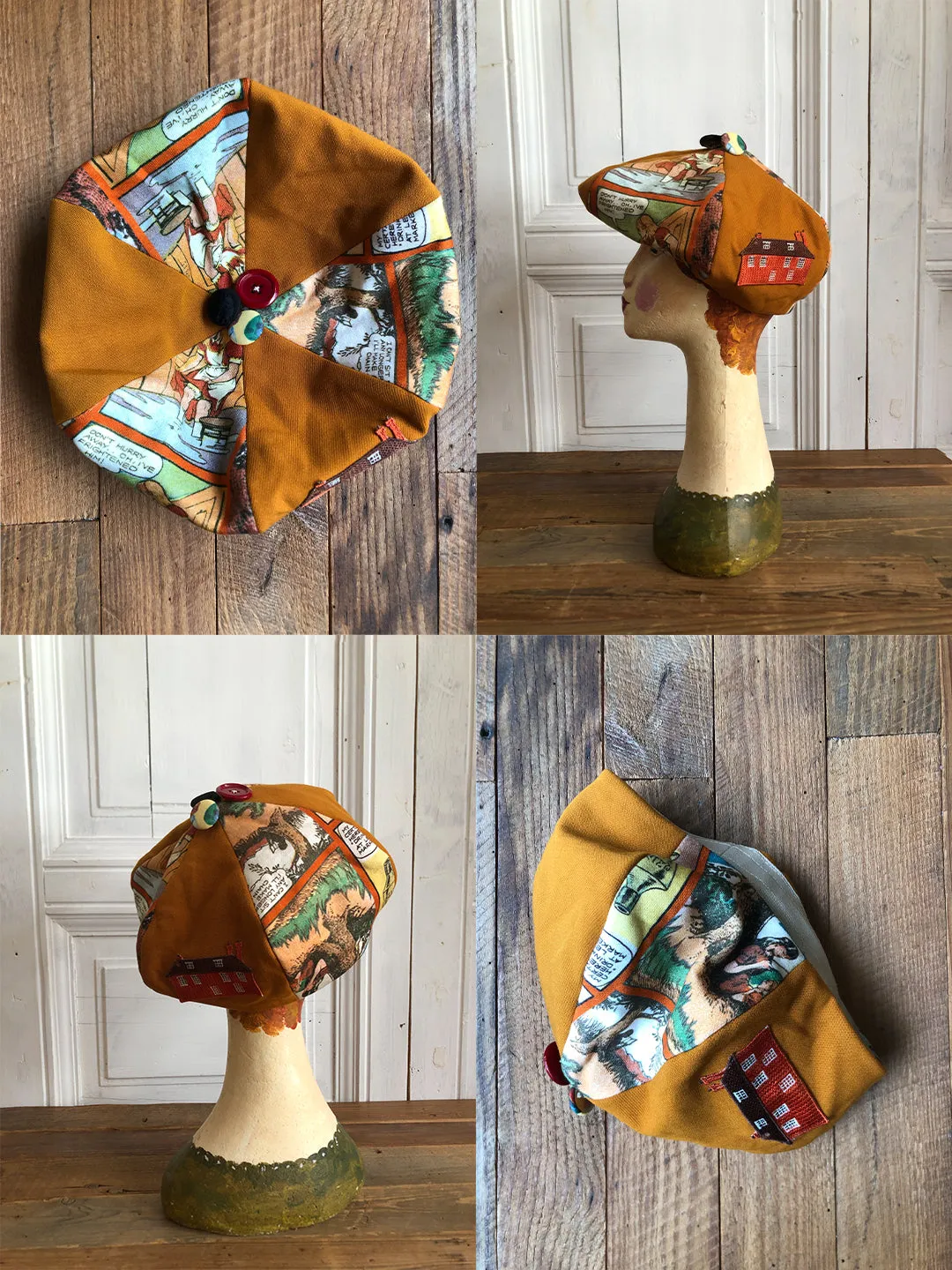 Unlogical Poem Fresh Style Summer Print/Embroidery Patchwork Beret