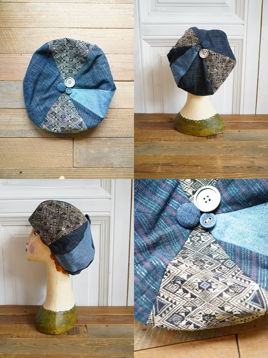Unlogical Poem Fresh Style Summer Print/Embroidery Patchwork Beret