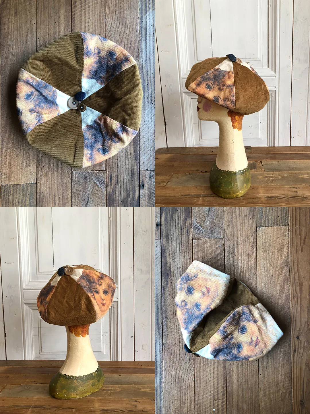 Unlogical Poem Fresh Style Summer Print/Embroidery Patchwork Beret