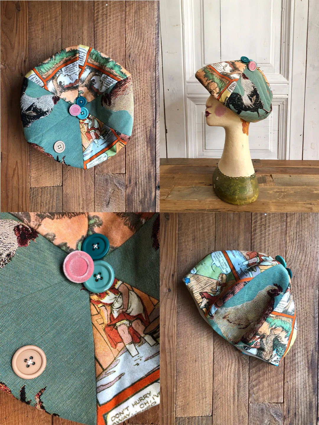 Unlogical Poem Fresh Style Summer Print/Embroidery Patchwork Beret