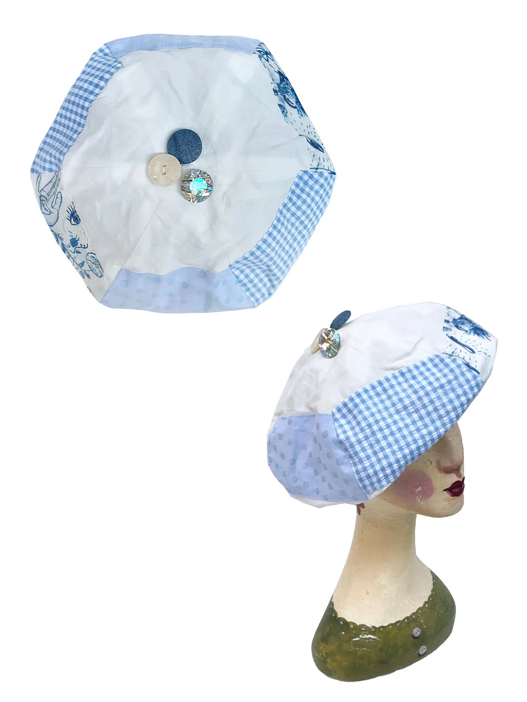 Unlogical Poem Fresh Style Summer Print/Embroidery Patchwork Beret