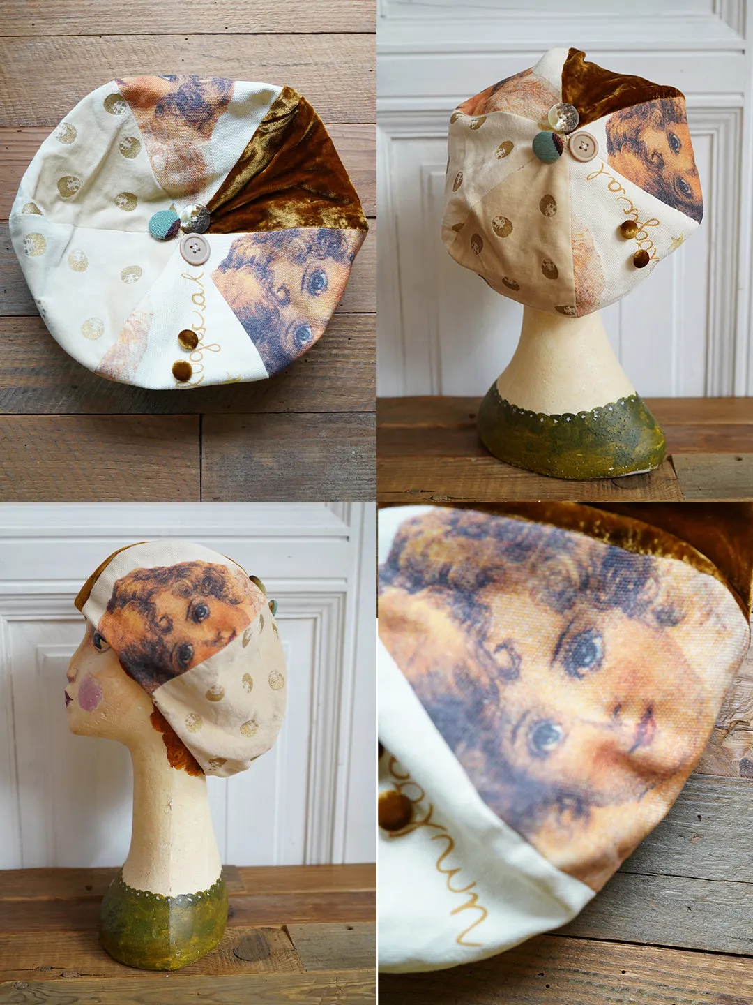 Unlogical Poem Fresh Style Summer Print/Embroidery Patchwork Beret
