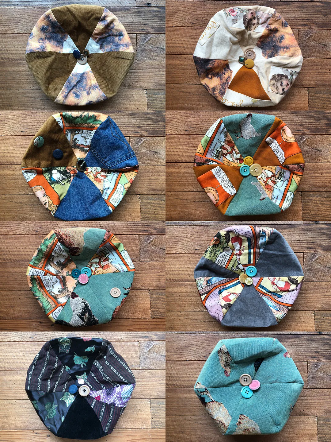 Unlogical Poem Fresh Style Summer Print/Embroidery Patchwork Beret