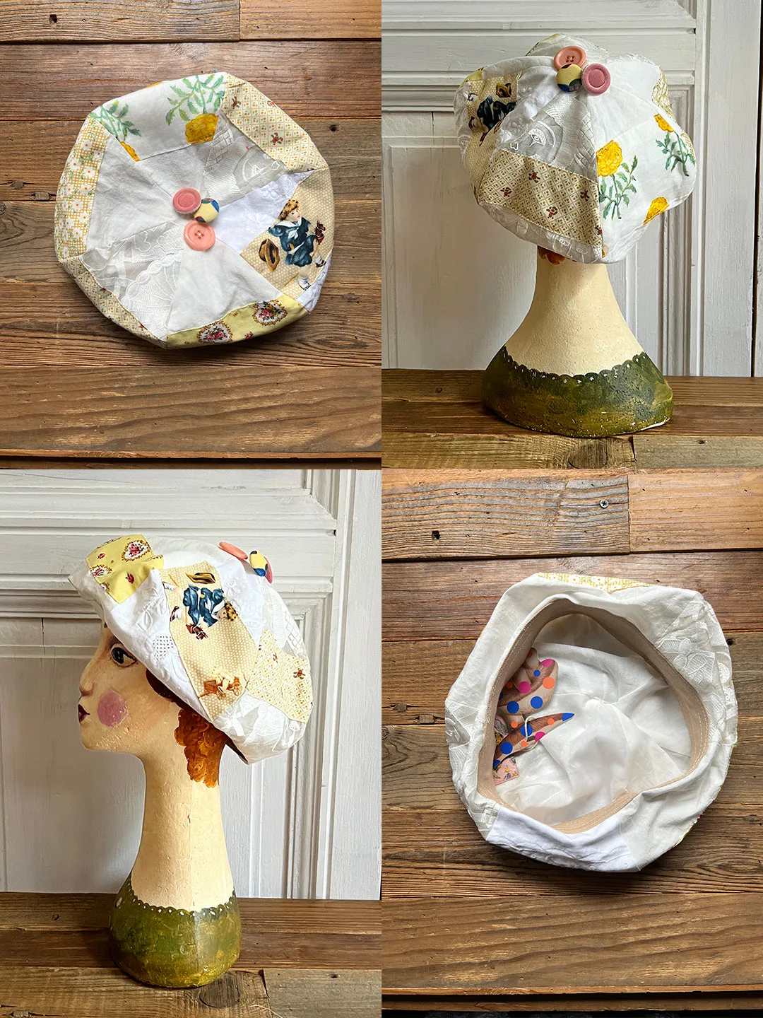 Unlogical Poem Fresh Style Summer Print/Embroidery Patchwork Beret