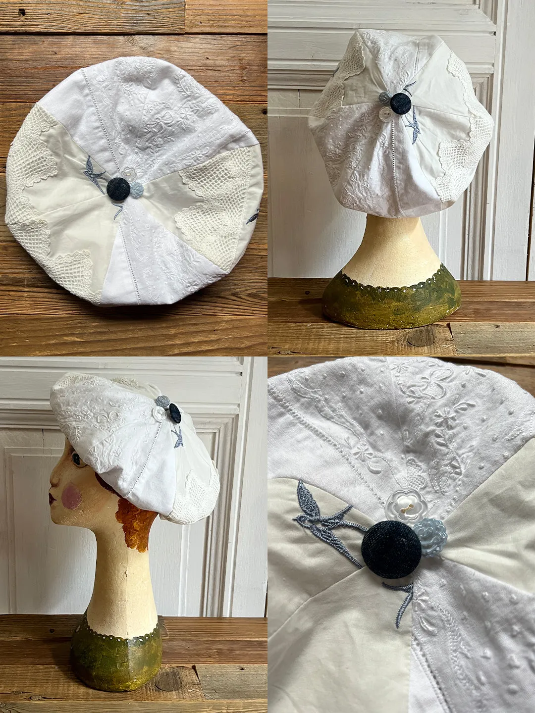 Unlogical Poem Fresh Style Summer Print/Embroidery Patchwork Beret
