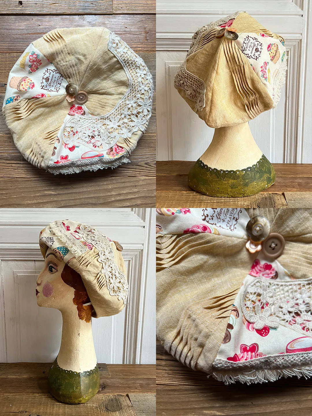Unlogical Poem Fresh Style Summer Print/Embroidery Patchwork Beret