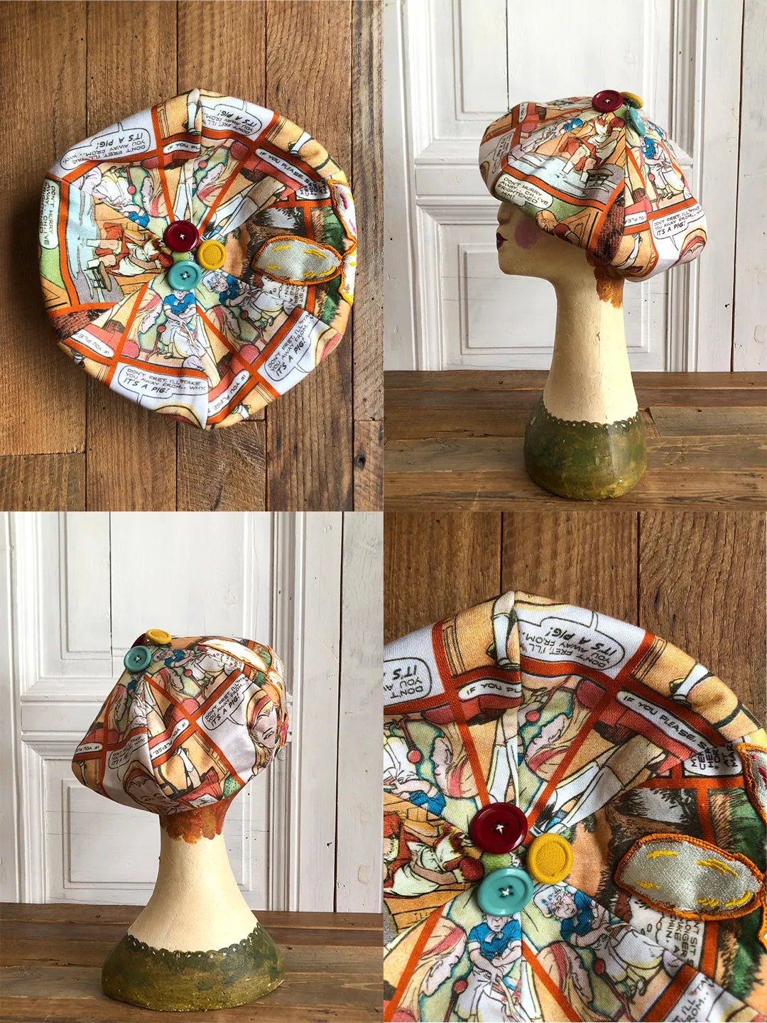 Unlogical Poem Fresh Style Summer Print/Embroidery Patchwork Beret
