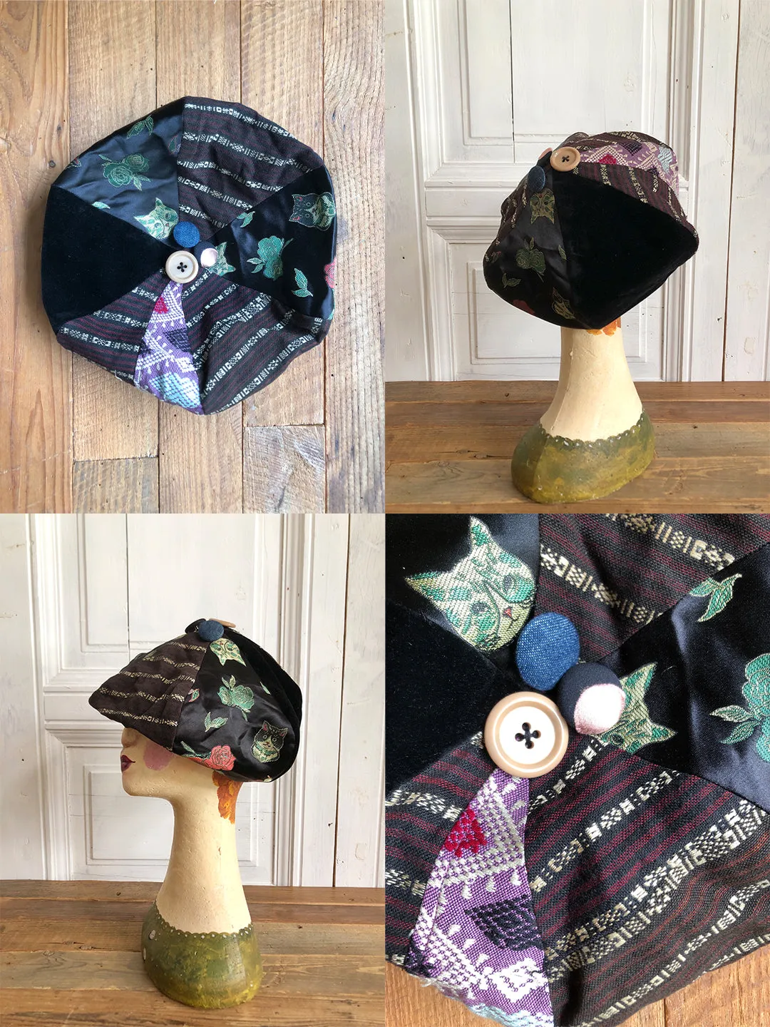 Unlogical Poem Fresh Style Summer Print/Embroidery Patchwork Beret