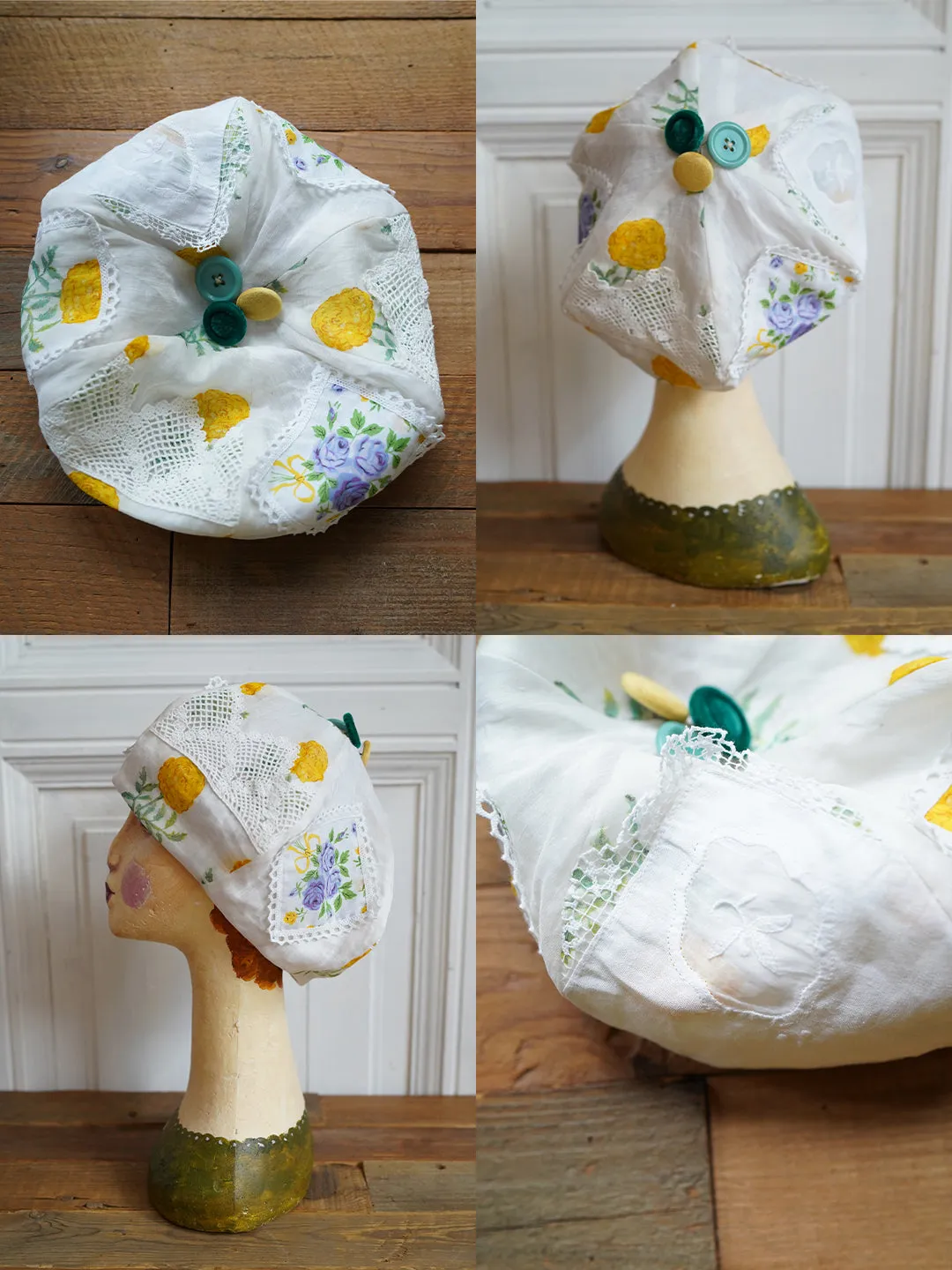 Unlogical Poem Fresh Style Summer Print/Embroidery Patchwork Beret