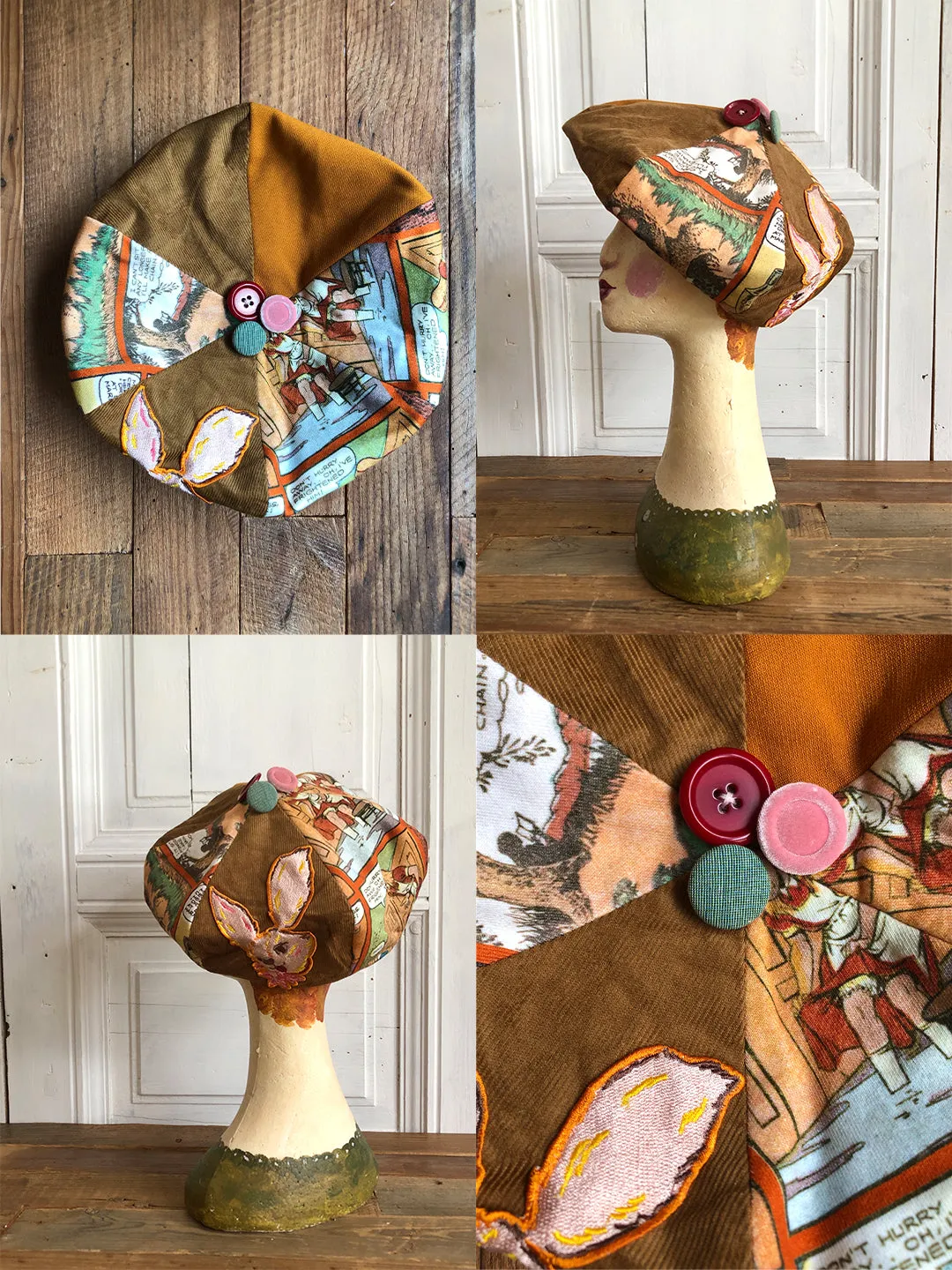Unlogical Poem Fresh Style Summer Print/Embroidery Patchwork Beret