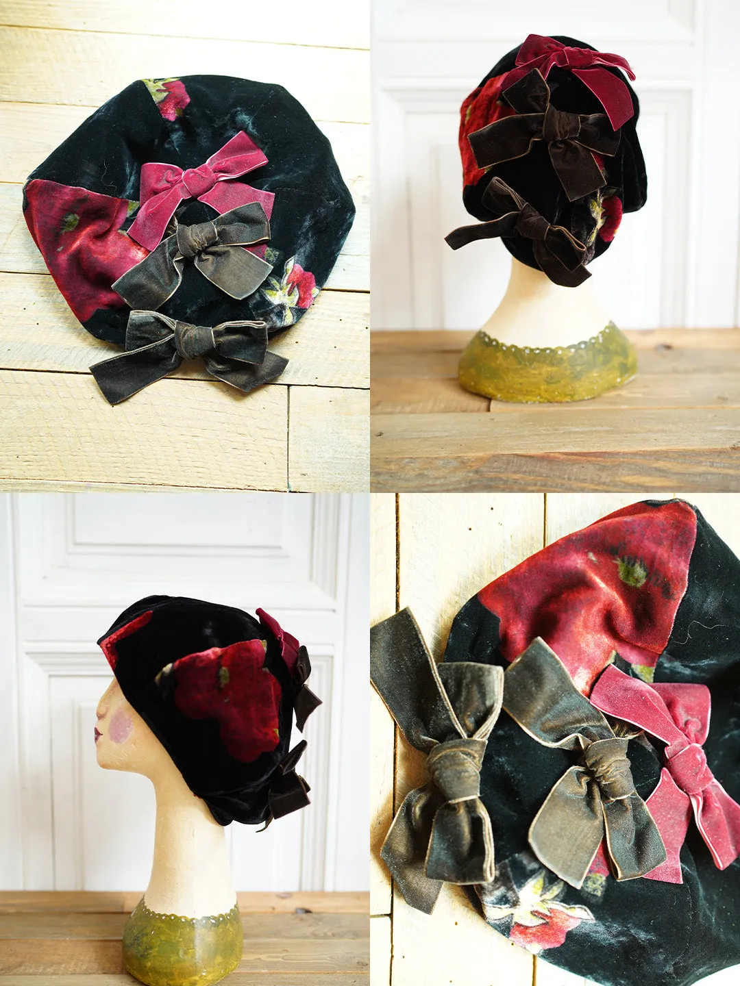 Unlogical Poem Illustration Print Patchwork Beret