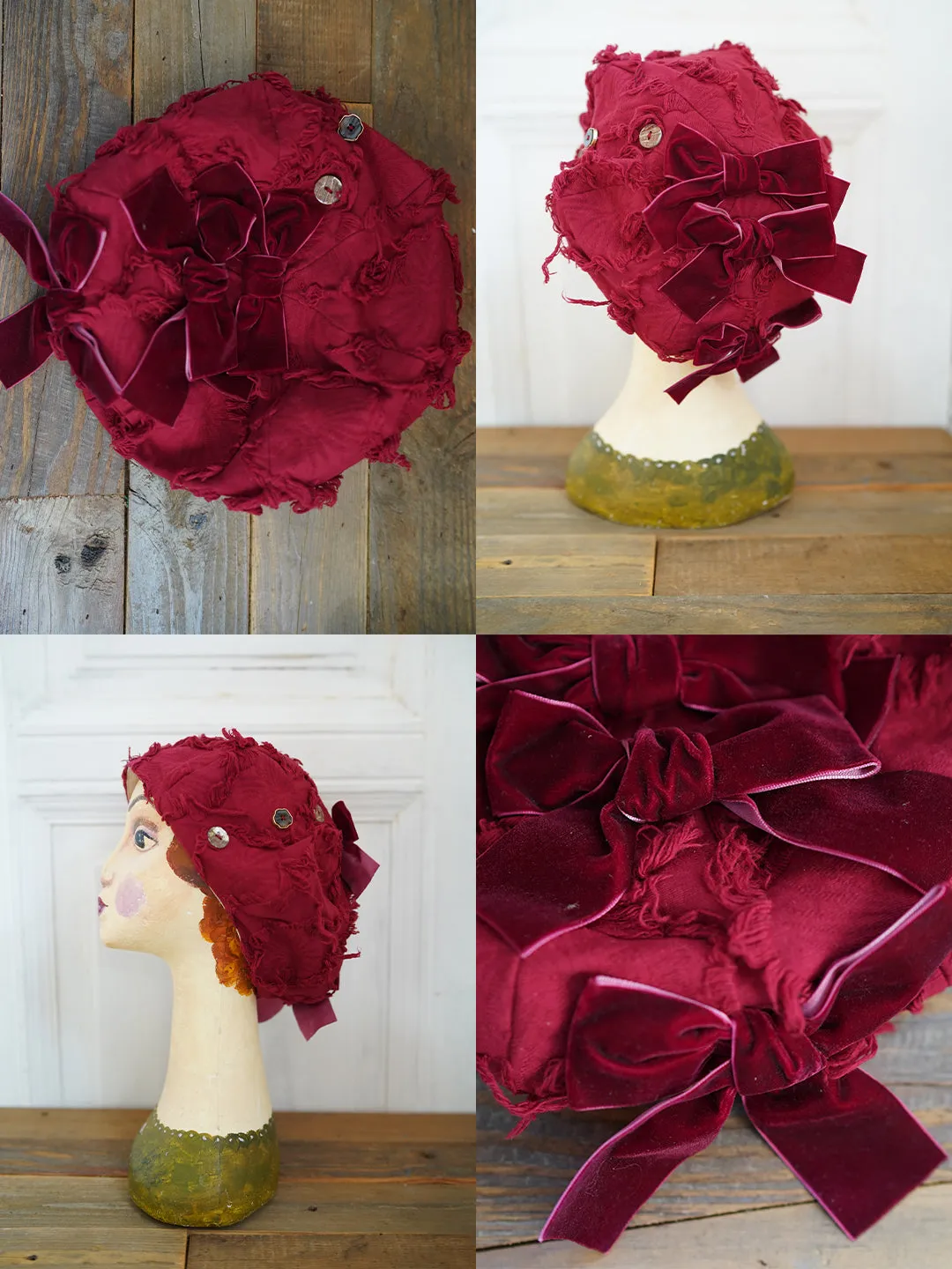 Unlogical Poem Illustration Print Patchwork Beret