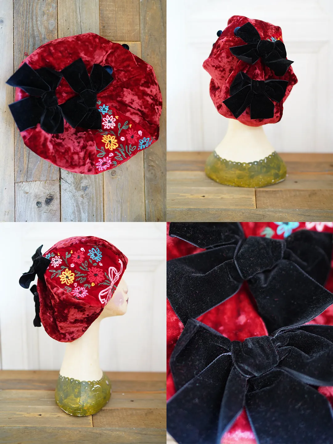 Unlogical Poem Illustration Print Patchwork Beret