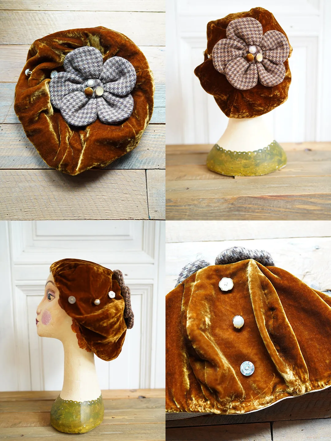 Unlogical Poem Illustration Print Patchwork Beret