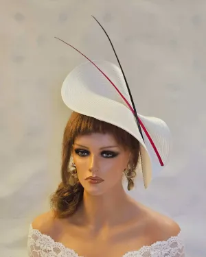 White, Red & Black fascinator Ascot Hat Race Wedding TeaParty Mother of the Bride Hatinator