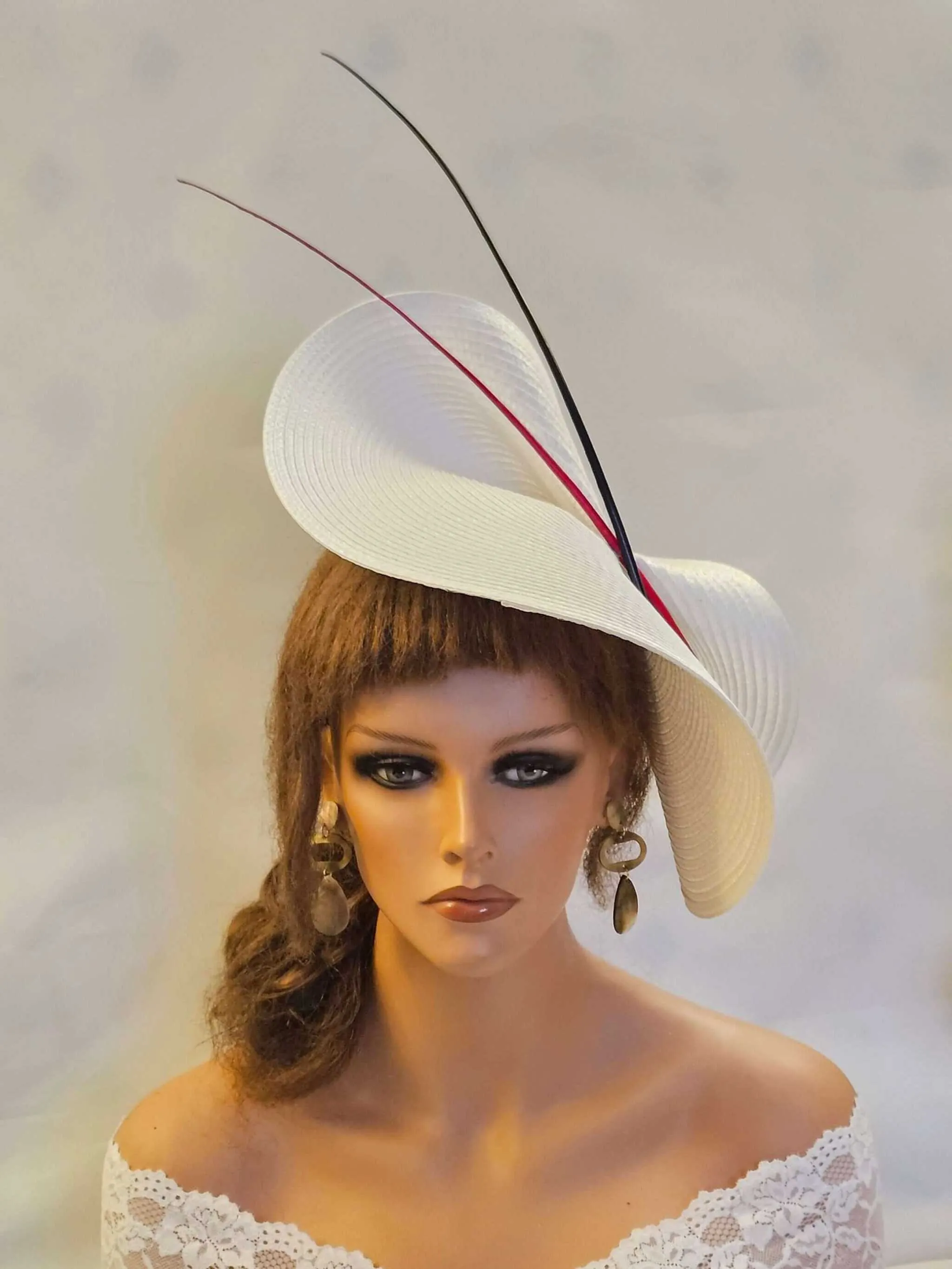 White, Red & Black fascinator Ascot Hat Race Wedding TeaParty Mother of the Bride Hatinator