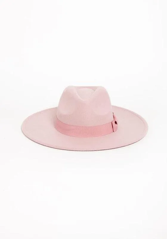Wide Brim Ribbon Fedora Hat