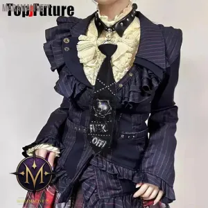 Women Men Y2K Girl Boy Gothic Harajuku Punk Steampunk Pre-Tied Ties Skeleton Necktie Accessories Halloween Cosplay Tie Choker