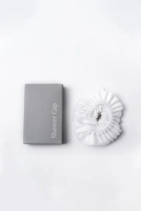 Women’s Eco Shower Cap, Elastic & Waterproof, Protected Hairs, Widely use (White)