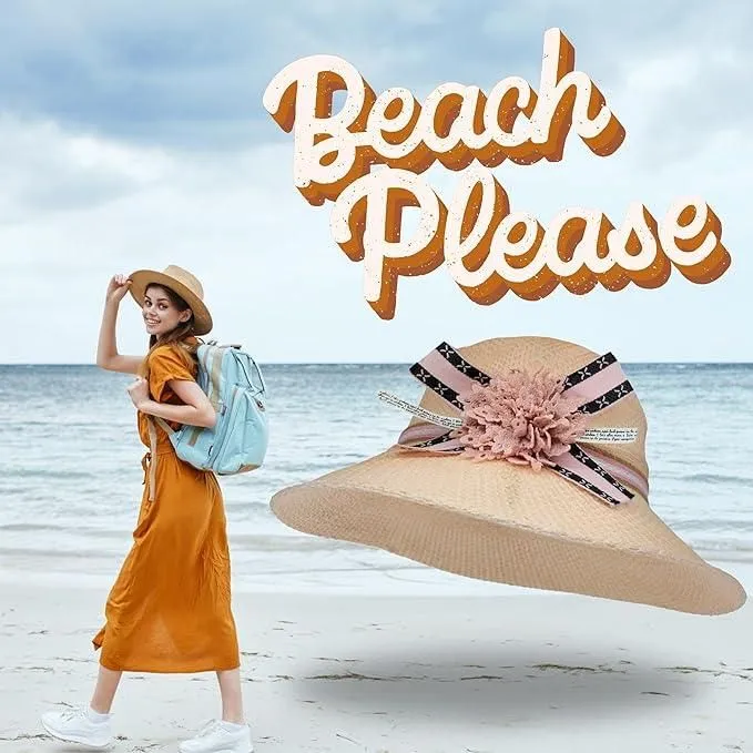 Womens Mens Wide Brim Straw Panama Hat Fedora Summer Beach Hat UPF Straw Hat for Women