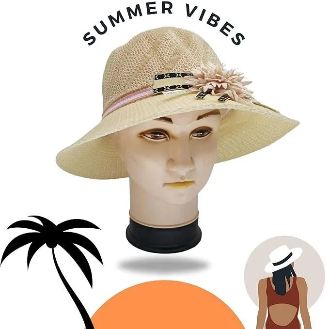 Womens Mens Wide Brim Straw Panama Hat Fedora Summer Beach Hat UPF Straw Hat for Women